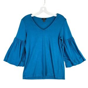 Halogen Top Womens S‎ Bell Sleeve V Neck Supima Cotton Minimalist Modern Classic